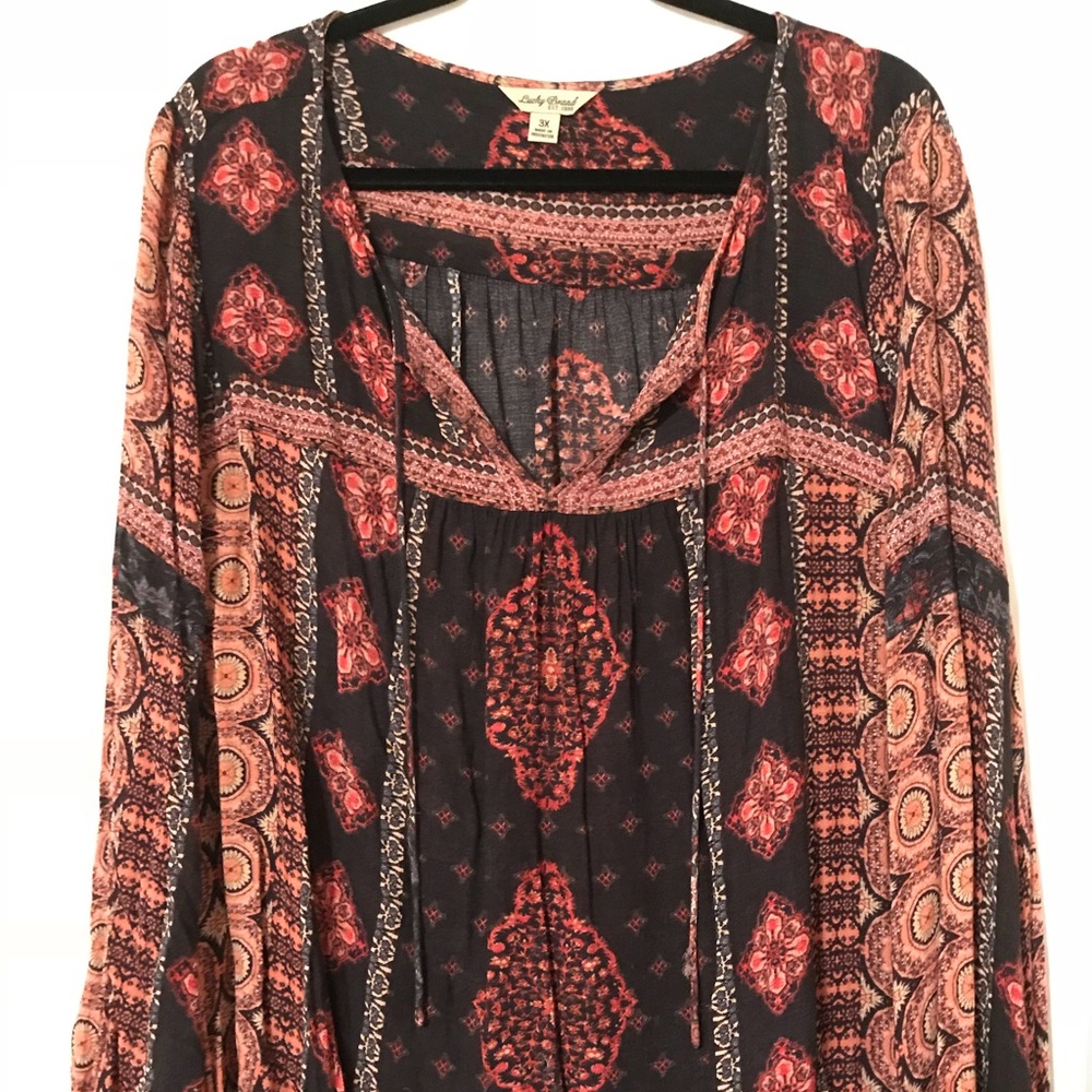 Lucky Brand black medallion tunic 3X